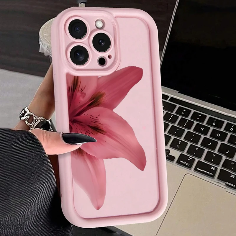 Wine Red Floral Soft Shockproof Phone Case Cover