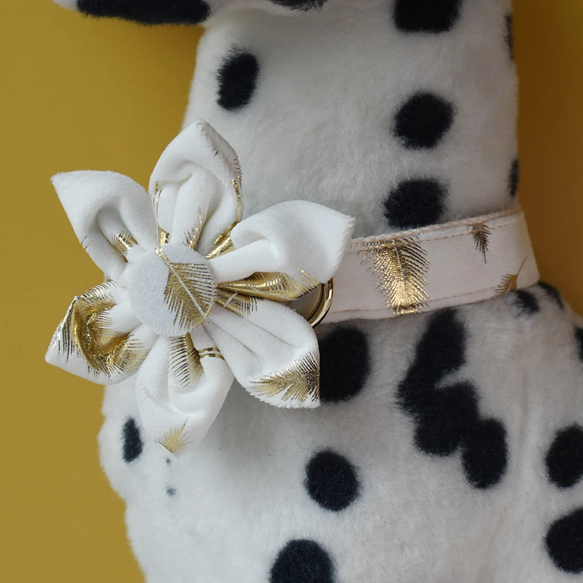 Flower Personalized Puppy Dog ID Collars Free Engraved for Small Medium Large Dogs American Cocker Spaniel Flannelette 26