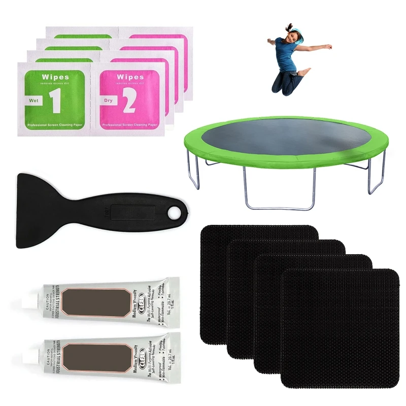 

2024 New Trampoline Patch Repair Kit 4"x 4" Square Patch Tent Trampoline Mattress Tear