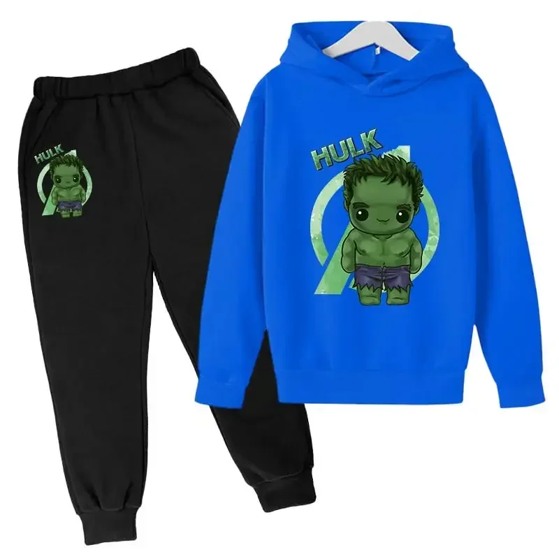 Nueva sudadera con capucha y pantalones de Marvel Hulk Capitán América para niños, traje de 2 piezas, ropa informal para niño y niña, sudadera, trajes deportivos para niño
