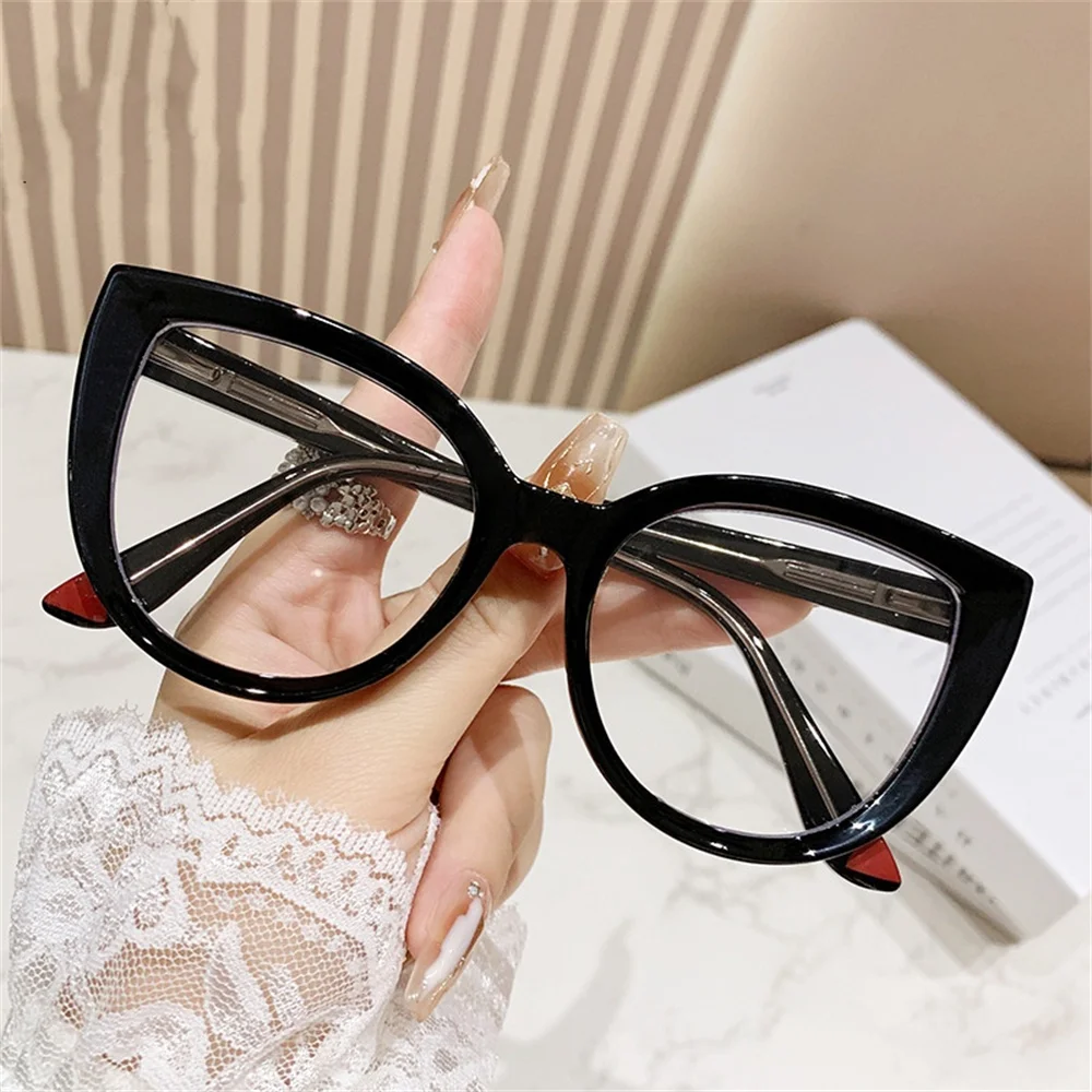 Women's Cat Eye Glasses Anti Blue Light Eyeglasses Trendy Multicolor Computer Reading Glasses Fashion Color Blocked Eyewear