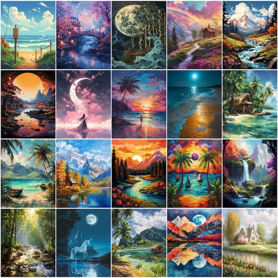 GATYZTORY Painting By Numbers Crafts Supplies Adults natural scenery Handmade Paint Pictures By Numbers Oil Paintings Wall Decor