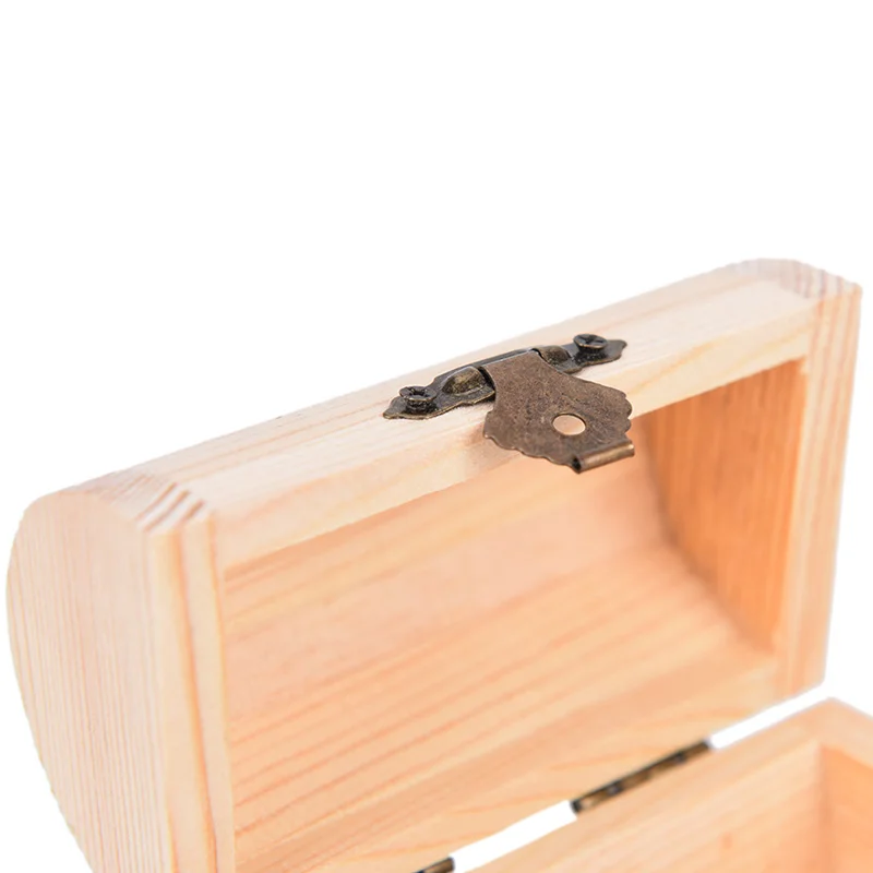 Wooden Vintage Treasure Chest Wood Jewellery Storage Box Case 4