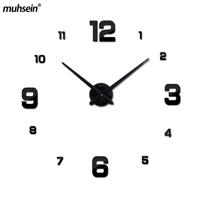 Muhsein 2022 Full Golde Sliver Black Wall Clock Modern Design Home Decoration Clock Unique Big Size 3D Wall Sticker Clocks 