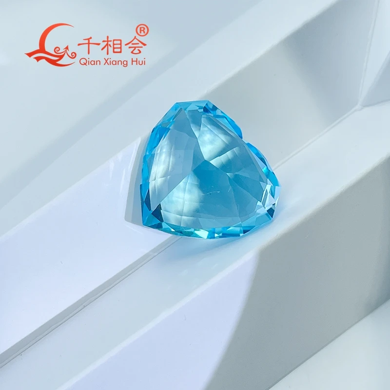 천연 블루 토파즈 하트 모양, 천연 컷, 38.15ct 보석, 루즈 스톤, 보석 제작 인증