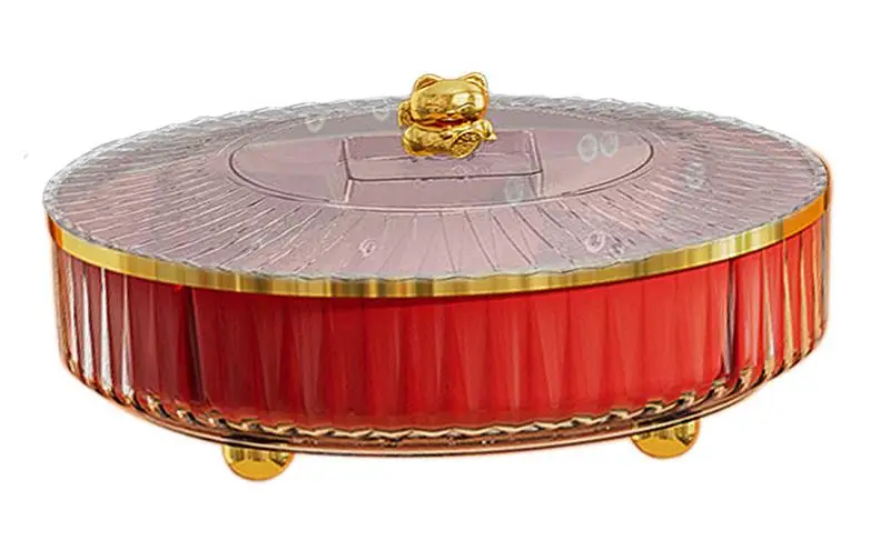 

Multifunctional Round Platter Divided Serving Dishes Serving Bowls Rotating Snack Tray Light Luxury Home Snack Dried Fruit Box