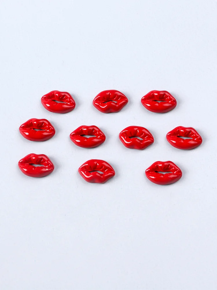 10PCS 빨간 립 모양 우아한 네일 매력 네일 아트 라인 석 매니큐어 쥬얼리 네일 액세서리 장식
