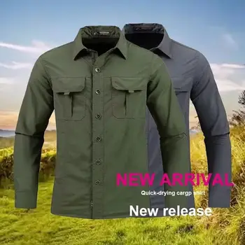 Camicia Leggera e Traspirante, Camicia Tattica Multifunzionale, Camicia da Lavoro a Maniche Lunghe per Esterni, Protezione Solare Sportiva Traspirante