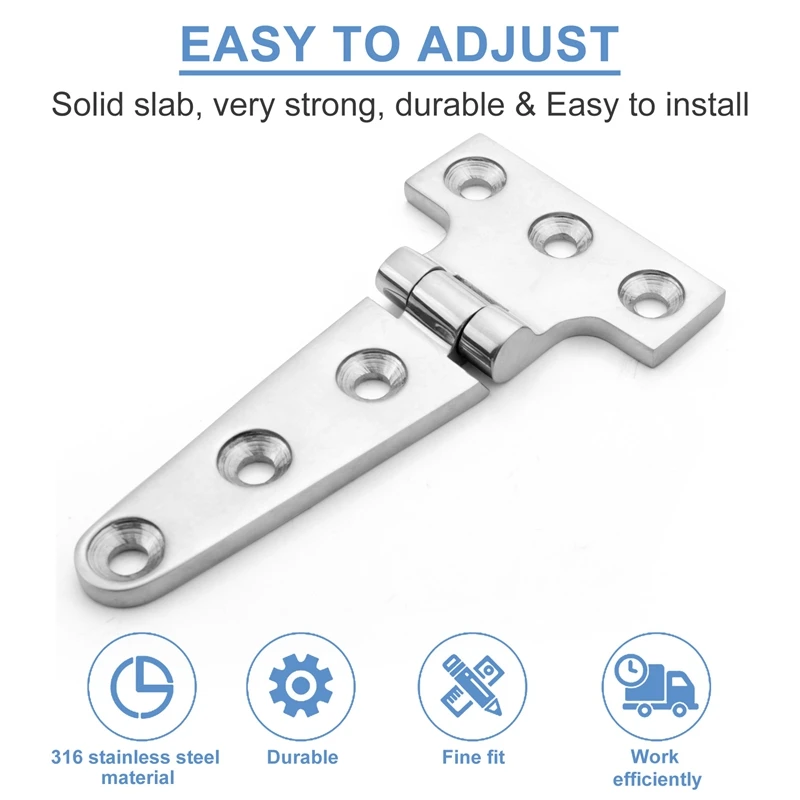 2 PCS Heavy Duty T Hinge 316 Stainless Steel Marine Grade Casting Hinge for Door Hatch Boat stainless steel hinges door hinges