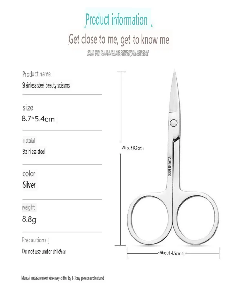Stainless Steel Small Nail Tools Eyebrow Nose Hair Scissors Cut Manicure Facial Trimming Tweezer Makeup Beauty Tool 4
