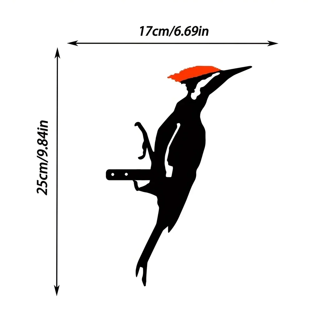 Metal Wall Art Home Woodpecker On Branch Steel Silhouette Garden Yard Patio Outdoor Statue Stake Decoration garden art decor animal sculpture decorations