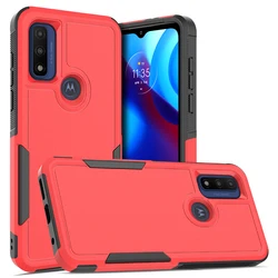 Durable Armor Shockproof Case with Soft TPU Frame and Hard Plastic Back Cover for Moto G Power 2022 (Red)