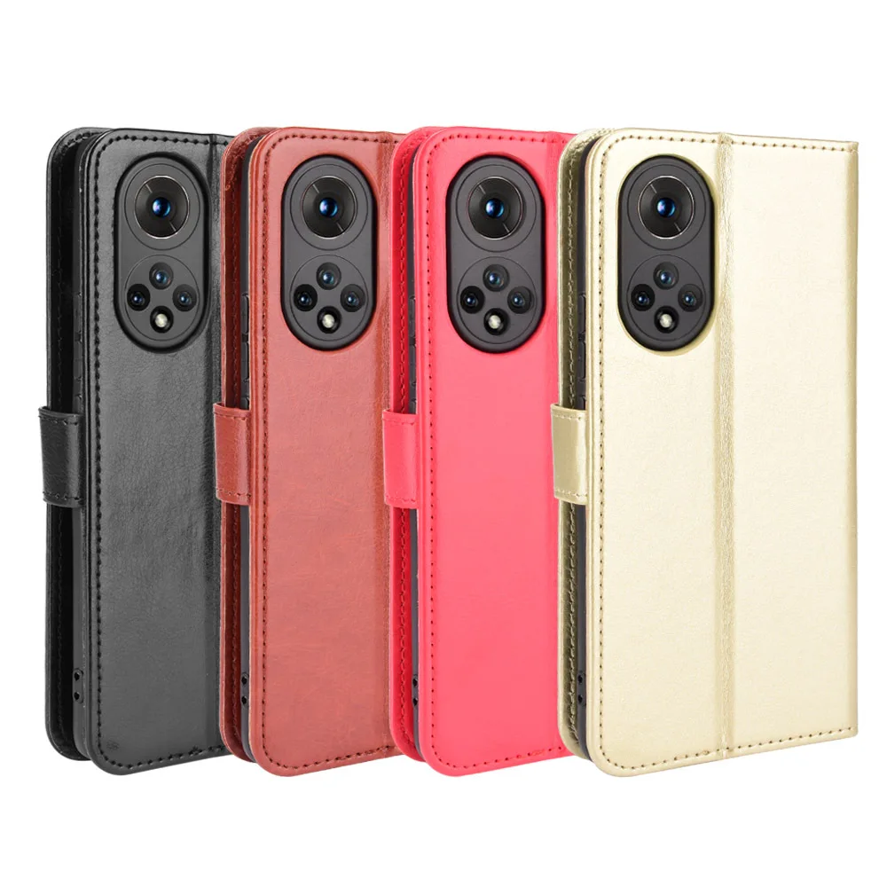 Magnetic Leather Flip Case with Card Holder and Anti-Drop Protection