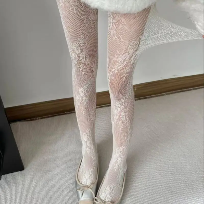Charming Floral Thigh High Fishnet Stockings