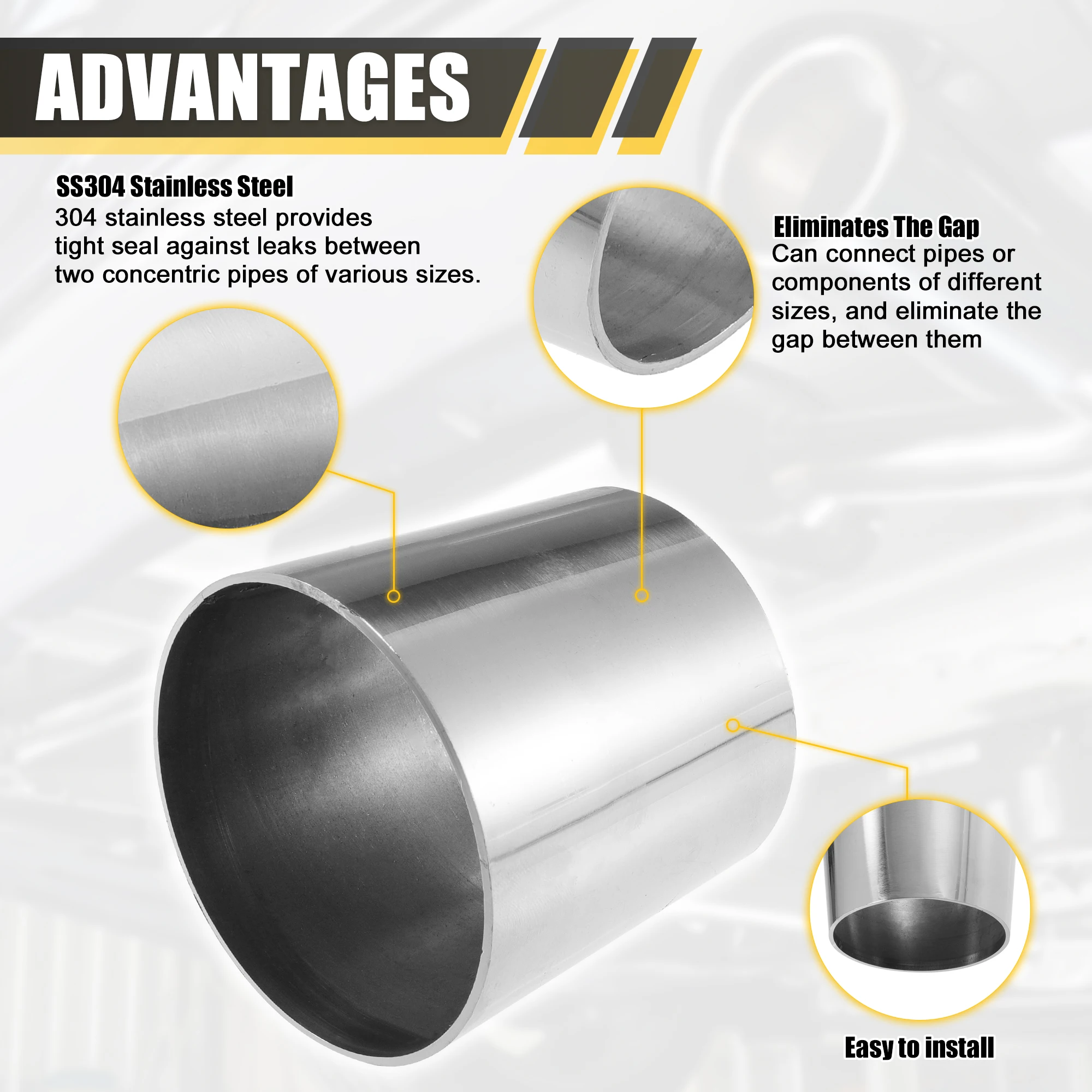 Uxcell Car Mandrel Exhaust Bend Elbow Pipe 304 Stainless Steel Concentric Reducer OD 1.5inch-3inch to OD 2inch-5inch