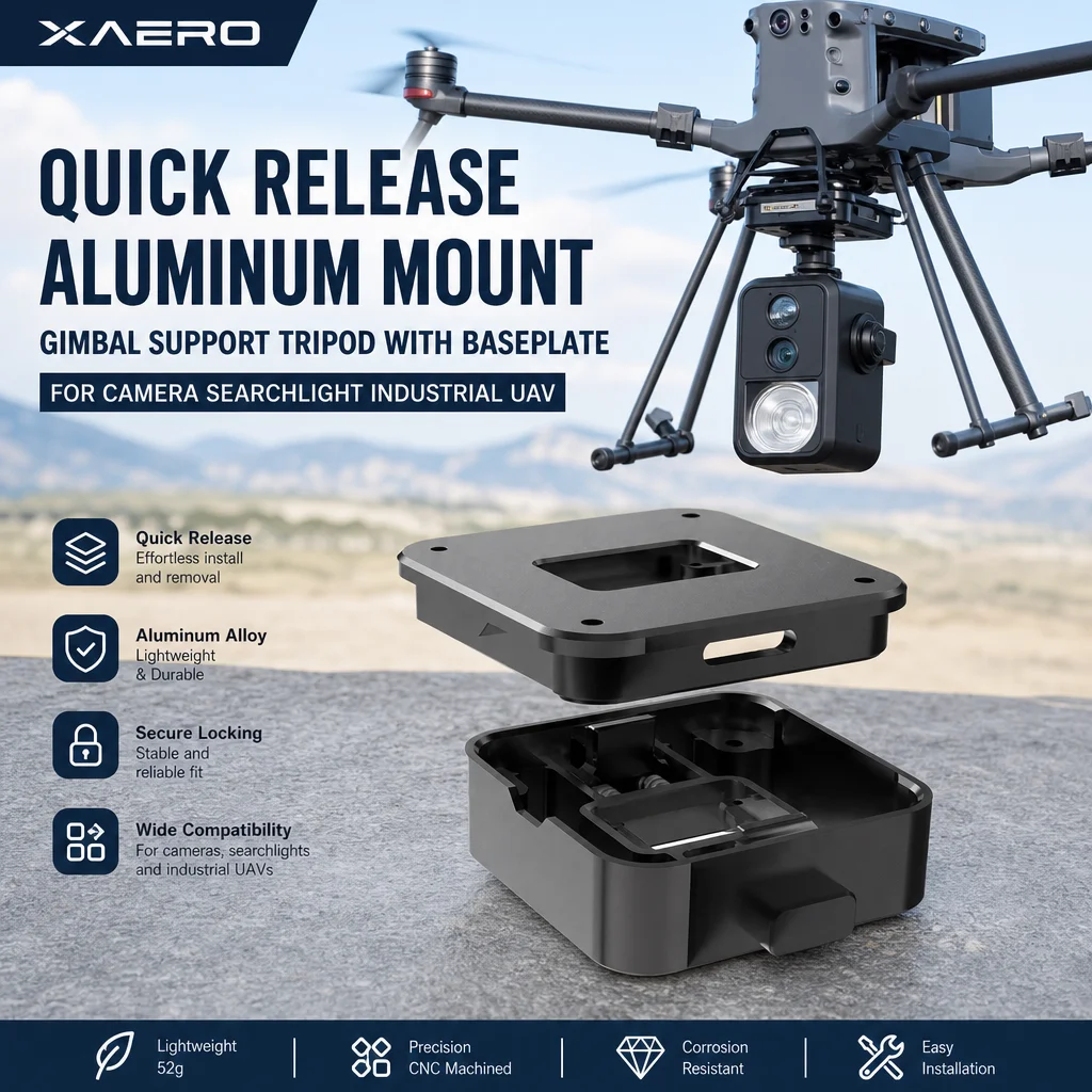 XAERO Schnellverschluss-Aluminiumhalterung Gimbal-Stativ mit Grundplatte für Kamera, Suchscheinwerfer und industrielle UAVs