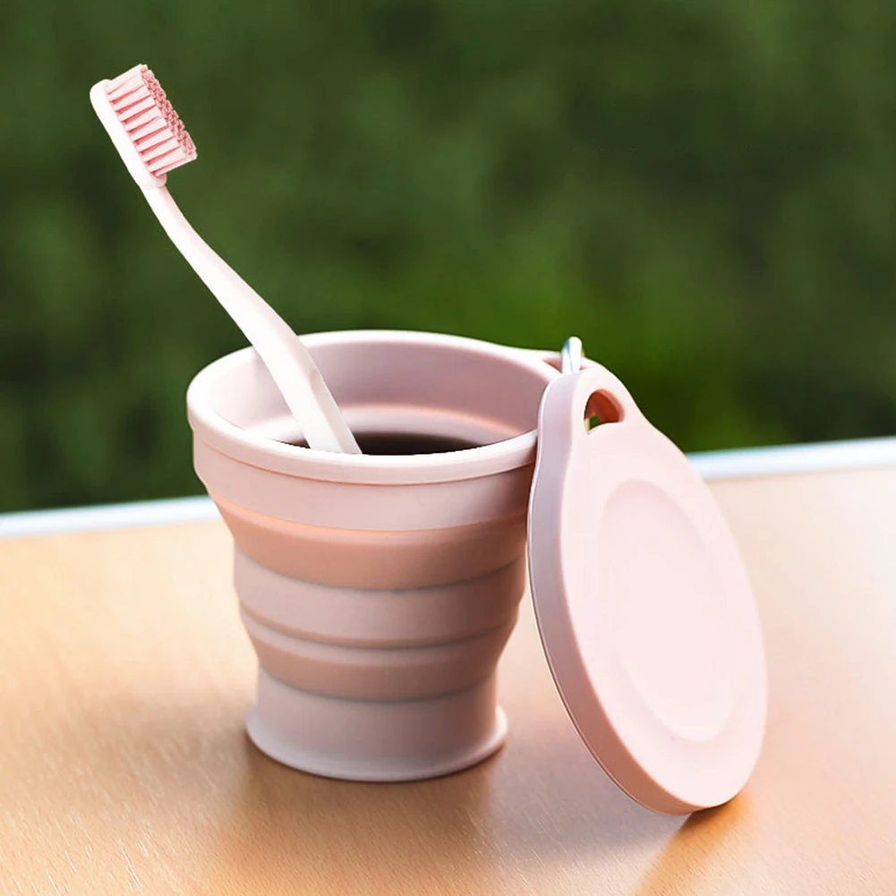 뚜껑이 달린 텔레스코픽 음료 머그잔, 실리콘 접이식 커피 컵, 재사용 가능한 확장형 음료 용기, 야외 여행용, 180ml