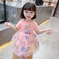 Nouvelles filles vêtements été manches volantes enfants robe fête bébé robes pour enfants vêtements congelés Elsa princesse robes 3