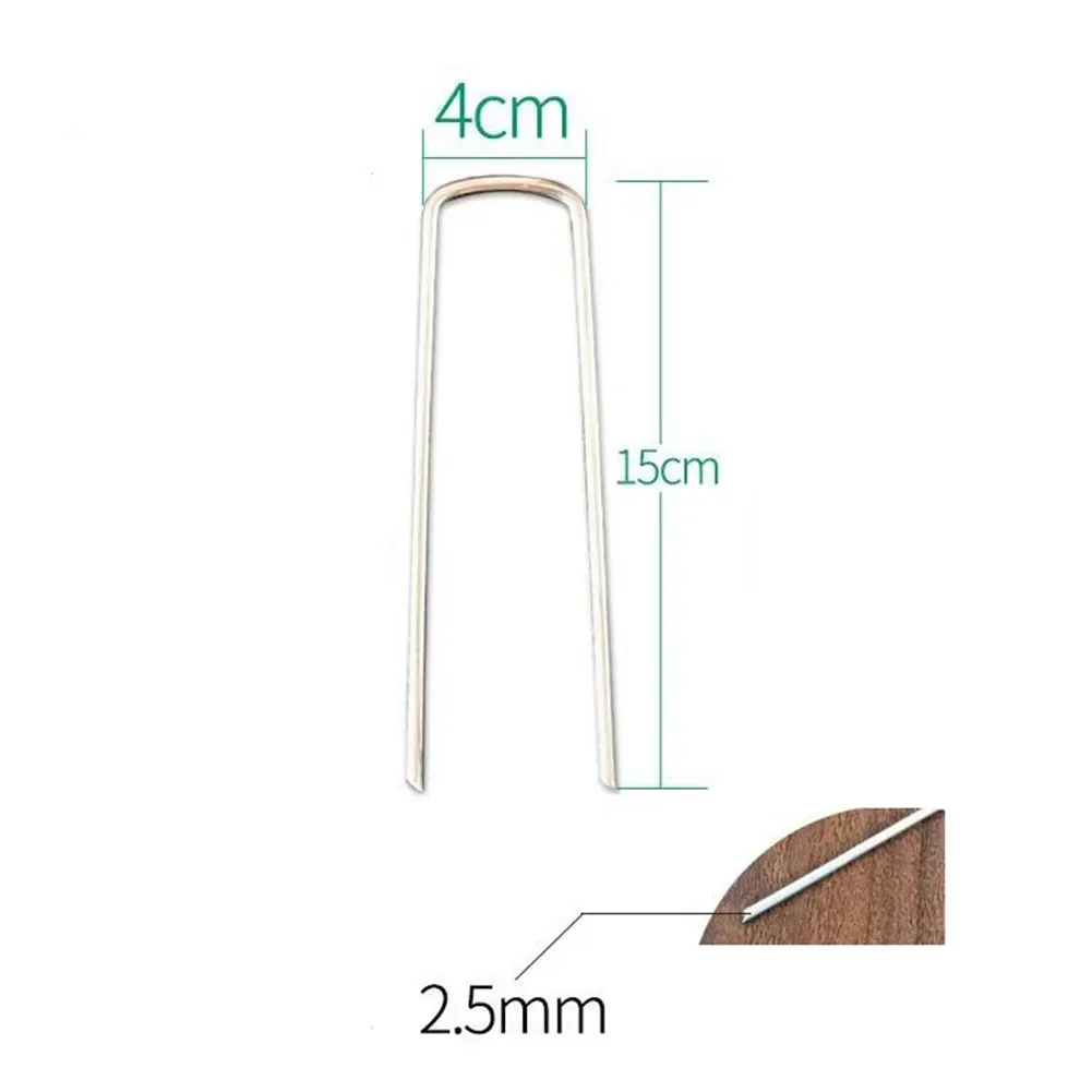 Description Picture 3 of item20 Pcs Galvanised Metal Ground U Tent Pegs Gazebo Camping Tarpaulin Hooks Tarpaulin Fixing Lawn U-Shape Pegs Garden Supplies
