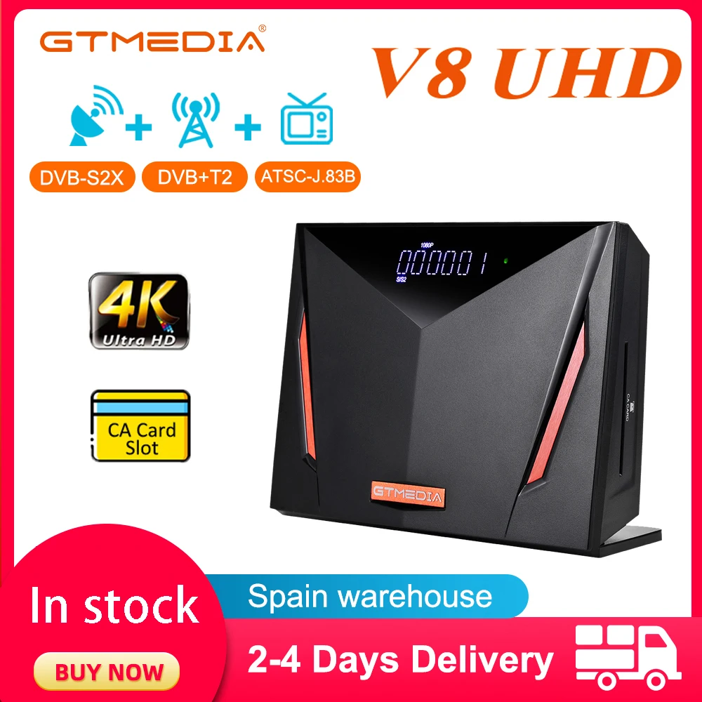 GTMEDIA V8 UHD 4K HD DVB-S/S2/S2X+T/T2 Satellite Receiver Ultra H.265 TV Receiver Built in WIFI CA Card TV BOX