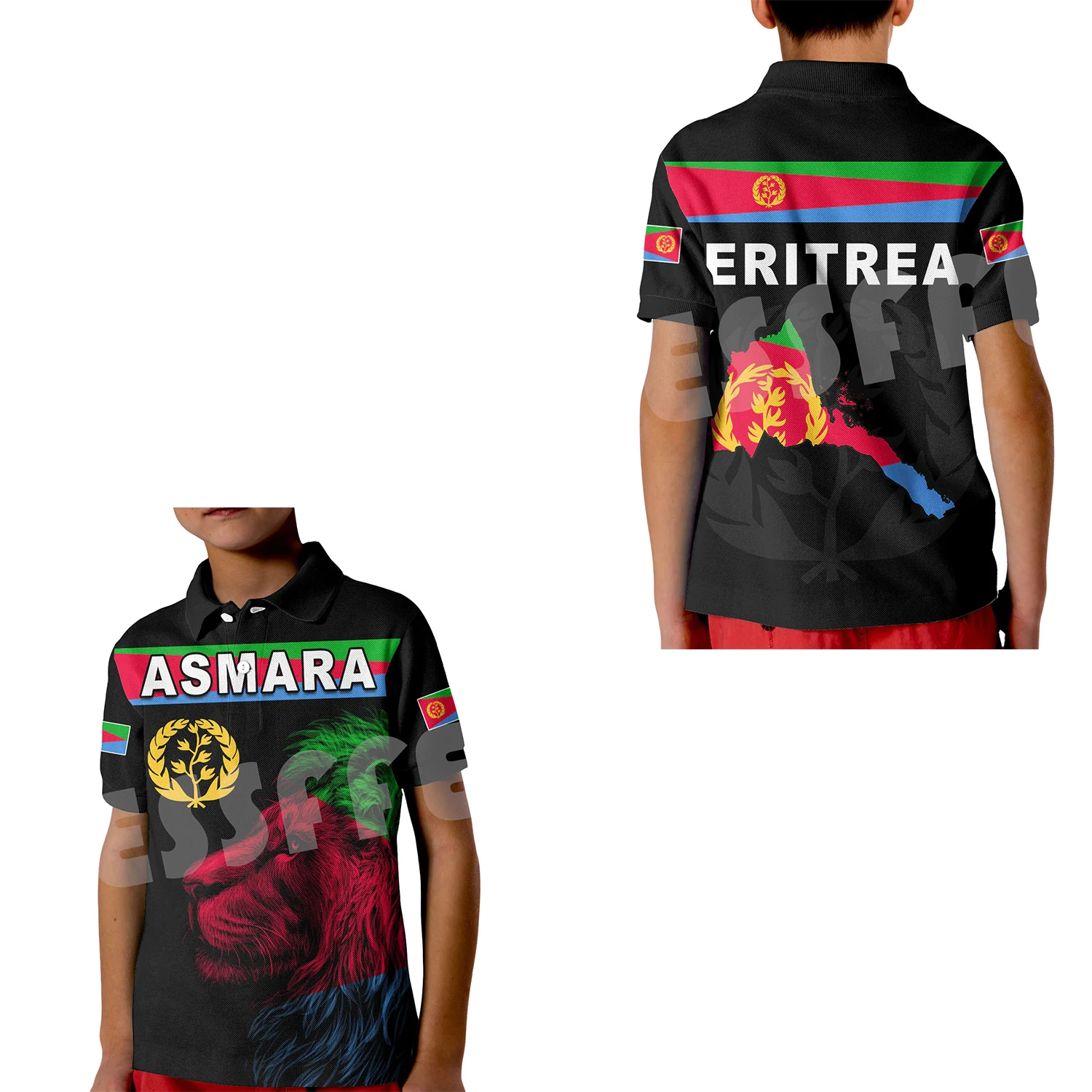 

Tessffel Eritrea Custom Name Kids Size Customize Children Clothing 3DPrint Summer Casual Polo Shirts Short Sleeves Streetwear X5