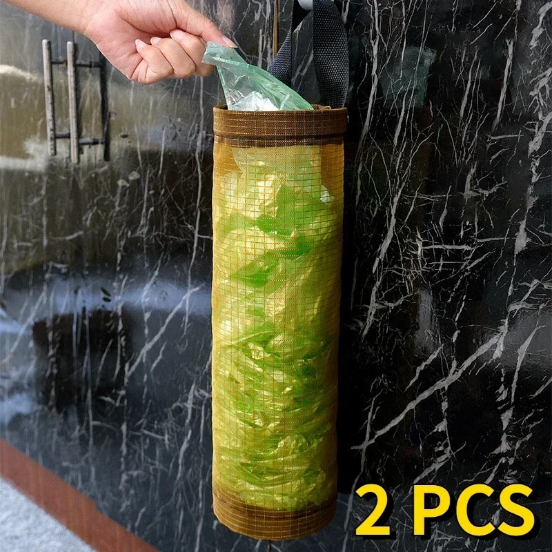 Garbage Bag Holder 2pcs Wall Mount Plastic Bag Holder Dispenser Hanging Storage Kitchen