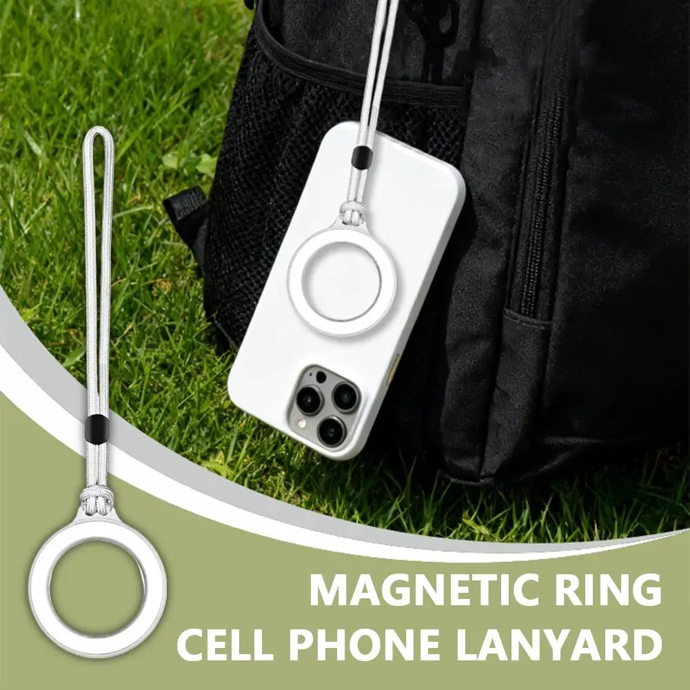 Magnetic Ring Lanyard Phone Charm with Adjustable Anti-Fall Cord