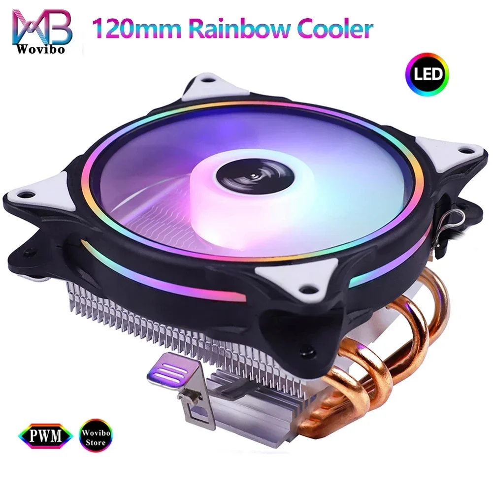 

4 Heatpipes CPU Radiator Cooler 120mm RGB Low Profile Fan PWM 4PIN LGA 775 1155 1150 1151 1200 1700 2011 X79 X99 AM4 Ventilador