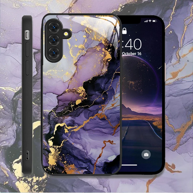 Luxury Marble Pattern Tempered Glass Phone Case - Elegant Shockproof Protective Cover
