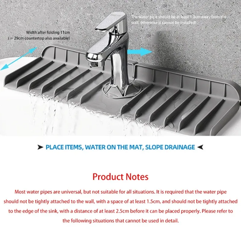 Silicone Drain Pad Multifunctional Sink Faucet Kitchen Drain Pad 37cm Splash Proof