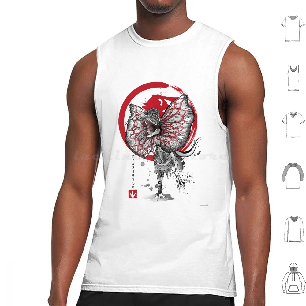 Dilofosauro Sumi E Canotte Gilet Senza Maniche Dilofosauro Dinosauri T Rex Giappone Sumi E Velociraptor Tyrannosaurus Rex