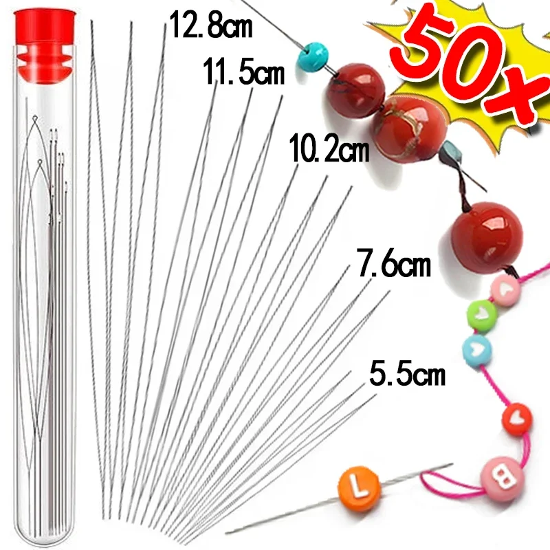 Beading Needles Pins Open Curved Big Eye Needle for Beads