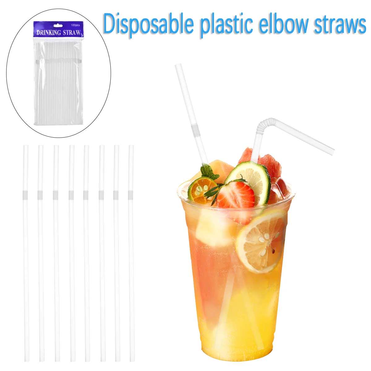 Transparent Drinking Straws Plastic Straws For Kitchenware Bar Party Beverage Cocktail Drink Flexible Disposable 100Pcs