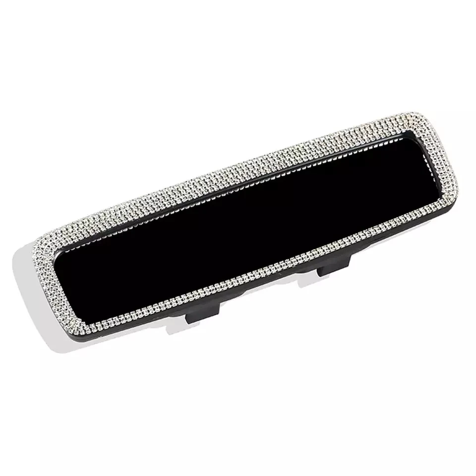 Rhinestone rearview mirror decor fashion car interior charm crystal bling diamond rear view mirror cover auto accessories rearview mirror cover