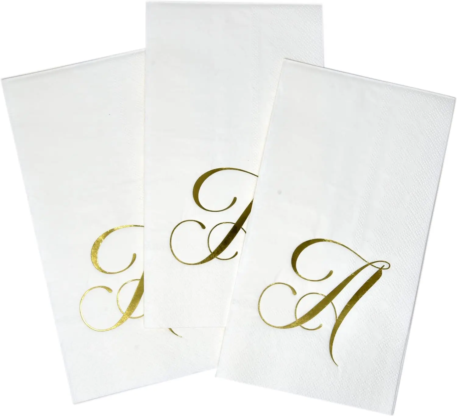 100 Gold Monogram Guest Napkins, Letter A Disposable Paper, Elegant, Metallic, Golden Foil, Dinner, Hand Napkin, Wedding, Holida