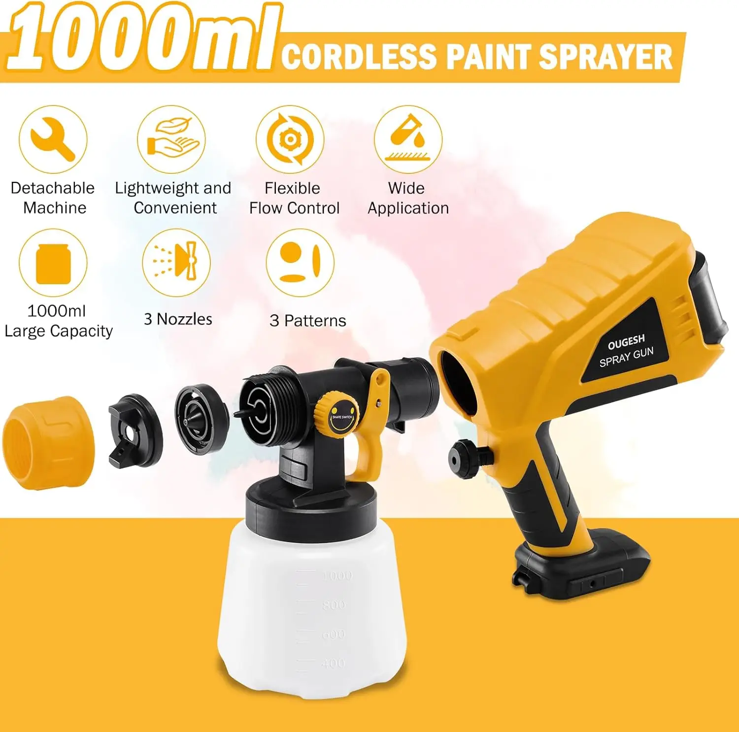 Paint Sprayer for Dewalt 20V MAX Battery Airless Electric HVLP Spray Paint Gun Tools for House Painting/Home Interior a