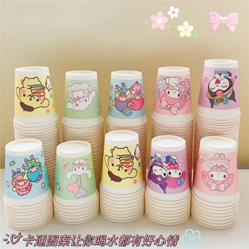 

Sanrio милый Hello Kitty My Melody одноразовый милый мультяшный бумажный стакан для дома и коммерческого использования утолщенный горячий и фотографический