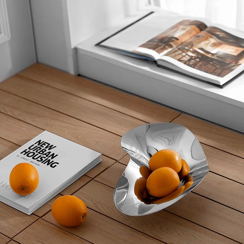 Luxury Stainless Steel Fruit Bowl Mirror Tray Decorative Tray Designer Plate for Home Decoration Table 5