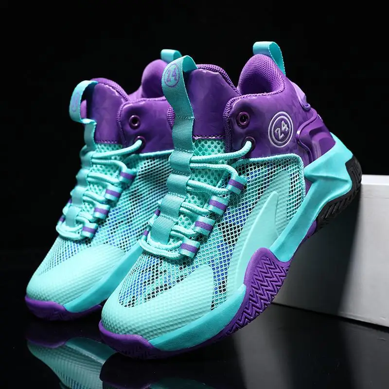 Autumn 2024 Children High Side Basketball Shoes Boy's Mesh Basket
