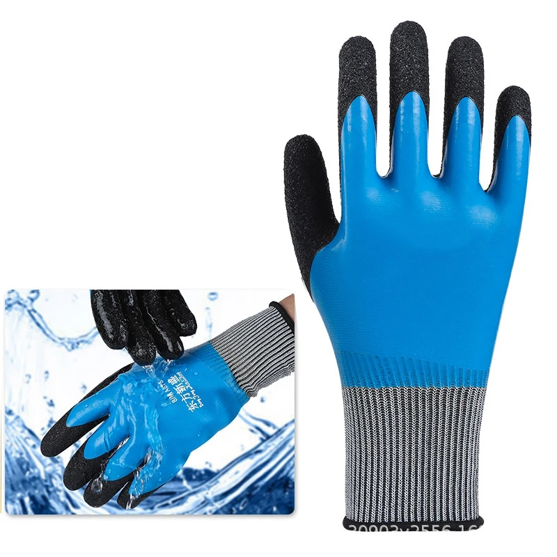6 Pair Safety Waterproof Work Gloves Woman Men's Double Coated Nylon Latex Foam