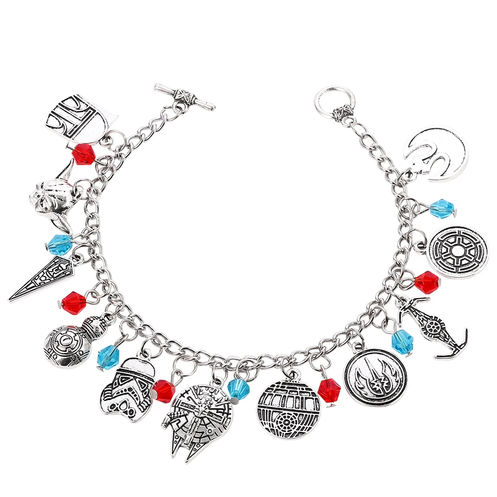Classic Movie Star Wars Charm Bracelet Gioielli Di Moda Bb8 Storm Trooper Astronave Yoda Bracciale Lwomen Accessori Cosplay Regalo