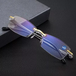 New Man Presbyopic Glasses Anti-reflective Reading Glasses Women Vintage Minimalist Style Diopter 100 ~ 400 TR90 Rimless Eyewear