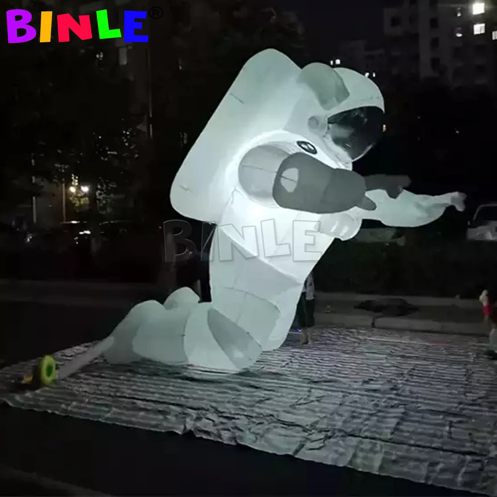 Advertising Giant Inflatable Alien Astronaut Spaceman Characters With LED Lights Flying Space Man For Party Decoration 6