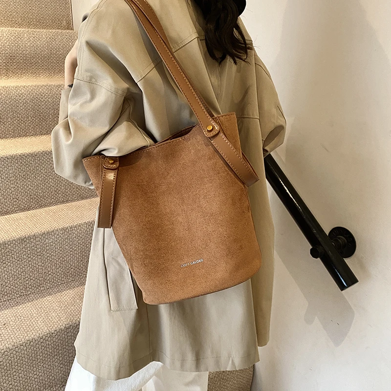 Hobo Bags for Women PU Vegan Leather Handbags Purse Suede Top Handle Bucket Shoulder Bag Luxury Designer Tote Handbag Clutch Bag