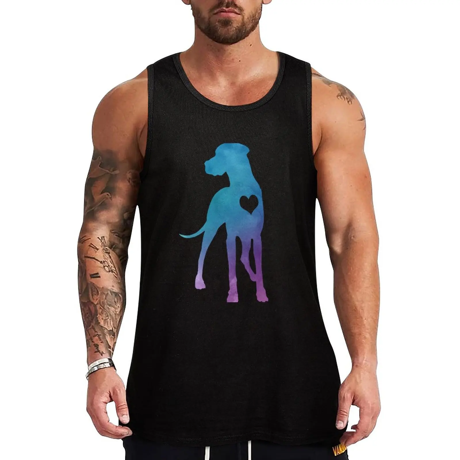 

New Great Dane Watercolor Tank Top Men gym sportswear gym training accessories Top summer Bodybuilding shirt