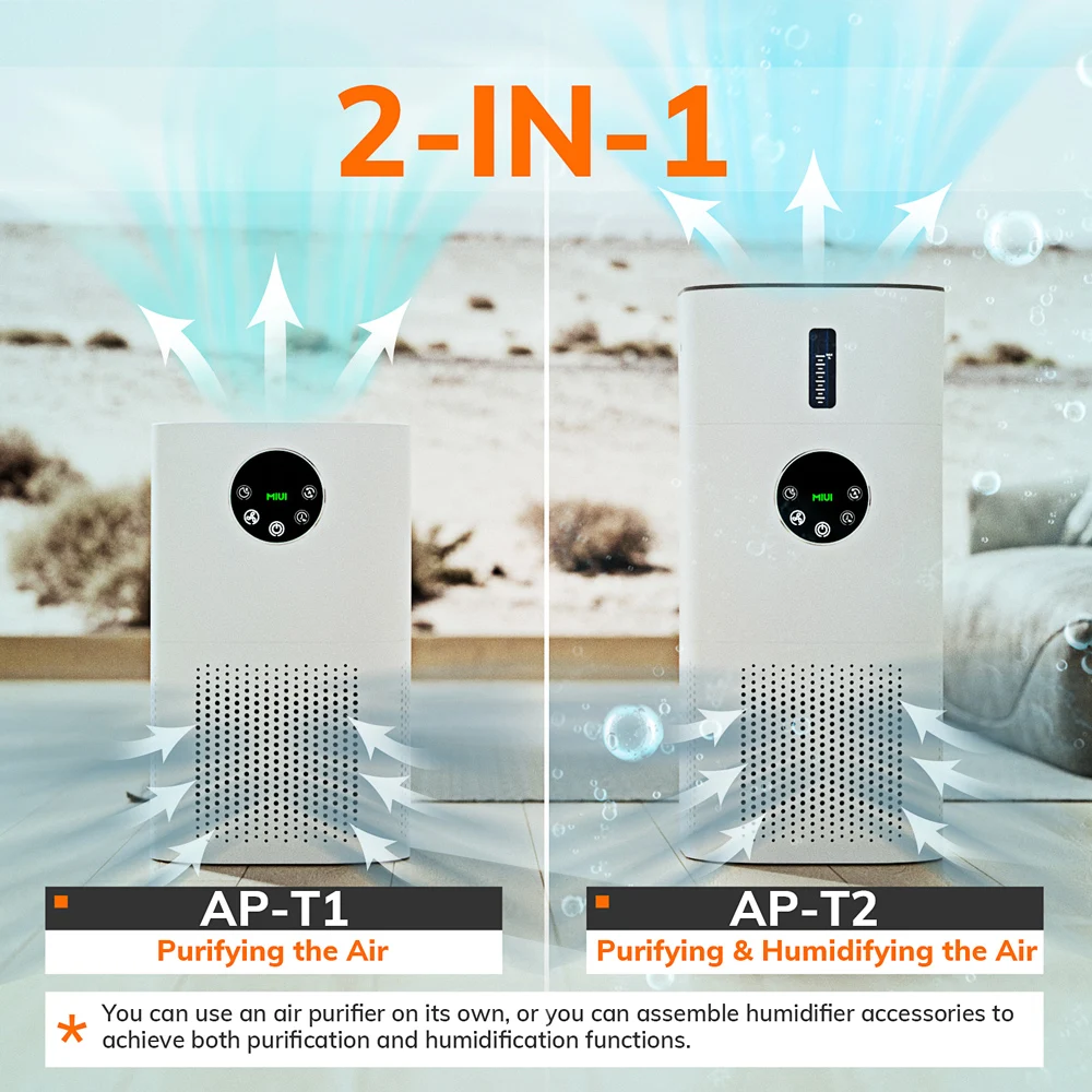 2-in-1 Air Purifier with Humidifier Combo for Home Allergies and Pets Hair, Smokers in Bedroom, H13 True HEPA Filter 5