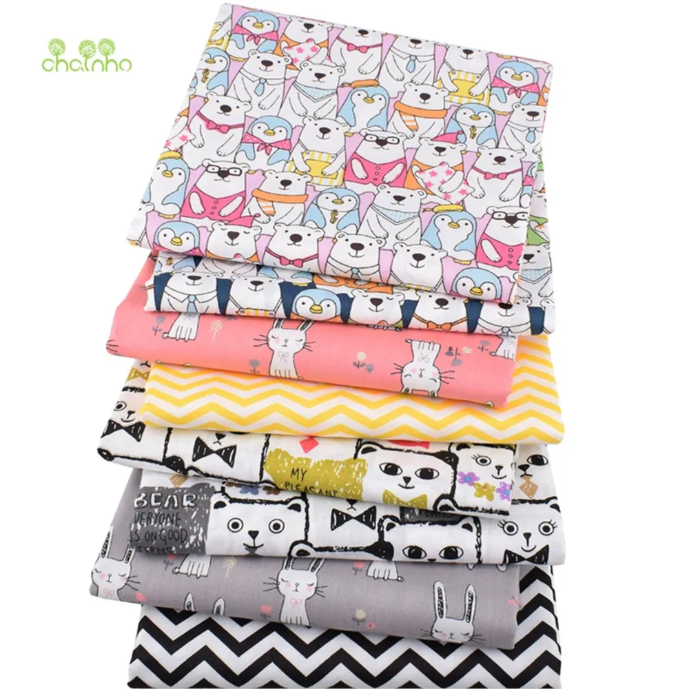 Chainho,Printed Twill Weave Cotton Fabric,Patchwork Cloth,DIY Sewing Quilting Material,Cartoon Series,8 Designs,2 Sizes,CC332