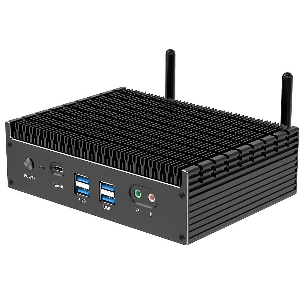 팬리스 산업용 컴퓨터 데스크탑 미니 PC, 인텔 코어 i7 1355U, i5 1335U, 메탈 케이스, 2x 기가비트 이더넷, 4xUSB3.2x HDMI, 2x USB 2.0
