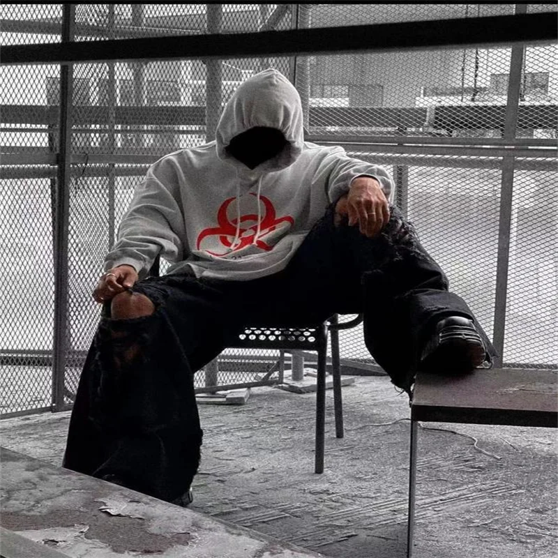 

VETEENTS2023 New French Trend Fashion Vite Cute Autumn/Winter Biochemical Crisis Hoodie Retro Washed Old Loose High Street Hoodi