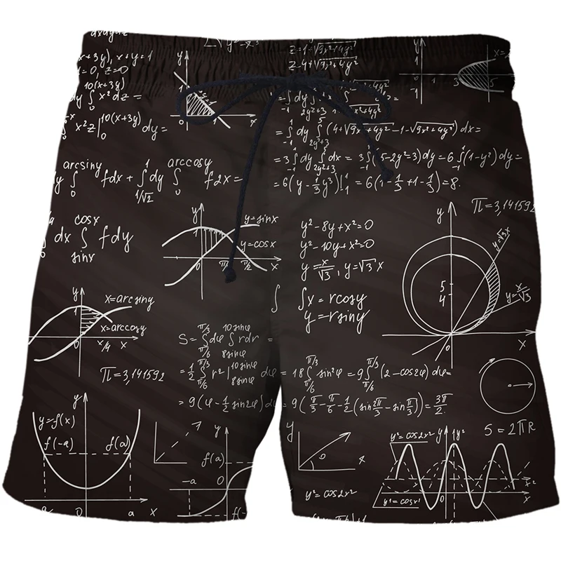

Summer Swimsuit Men Beach Shorts Men Quick Dry Swimwear Beach Pants mathematical formula Shorts Swimming Surfing Board Shorts